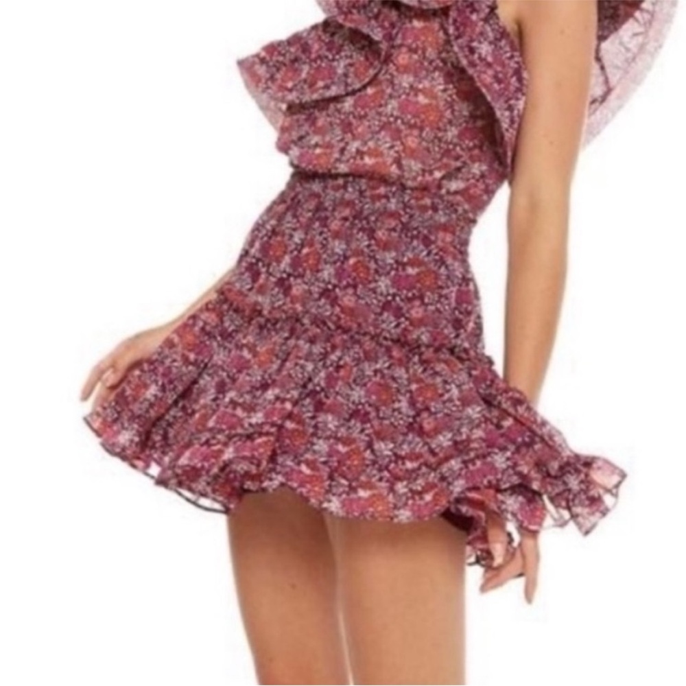 EUC Misa Los Angeles Floral Tiered Mini Skirt